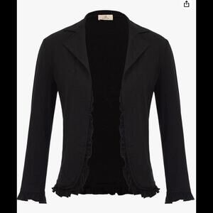Grace Karin Cropped Black Jacket with ruffle trim